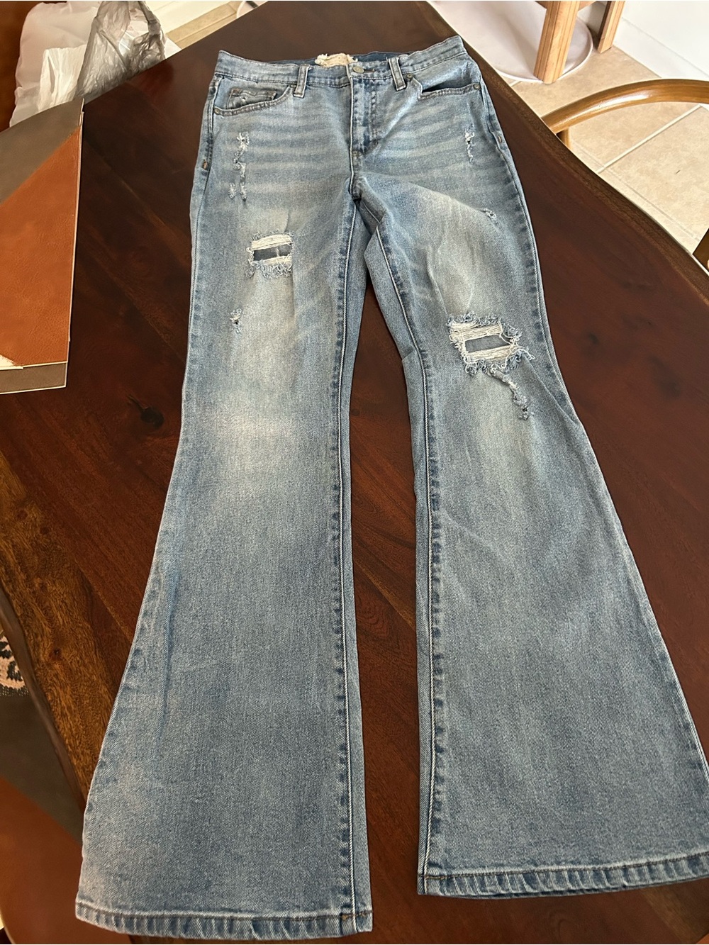 Altar’d State Light Blue Distressed Flared Women's Jeans
